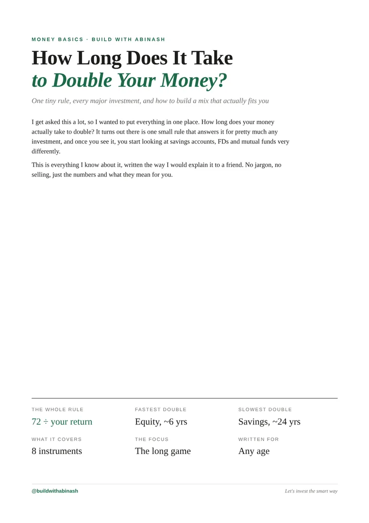 First page of the How long does it take to double your money? guide