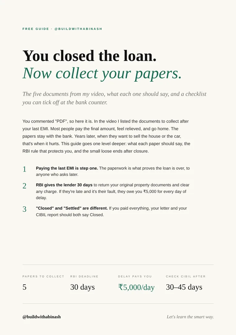 First page of the You closed the loan. Now collect your papers. guide