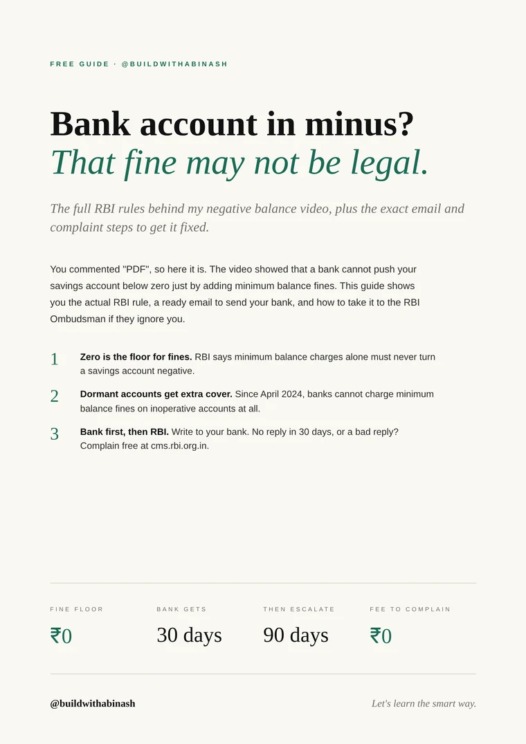 First page of the Bank account in minus? That fine may not be legal. guide